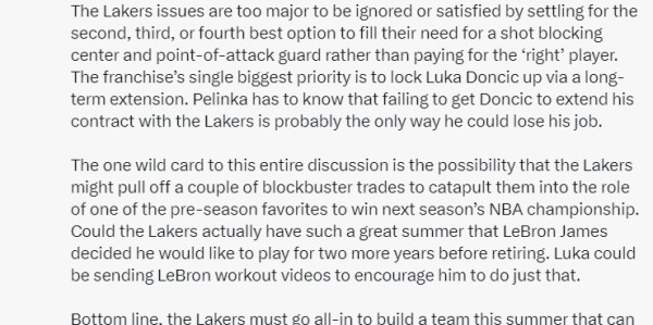 美记解析明年成湖人十年内唯一夺冠机会！列4理由：40詹最后一搏